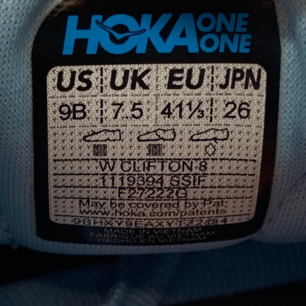 Hoka One Clifton 8 Blue Orange Running Shoes Women's Sz 9B - Picture 10 of 10